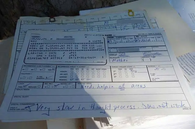 An example of the type of documents discarded outside P.S. 316